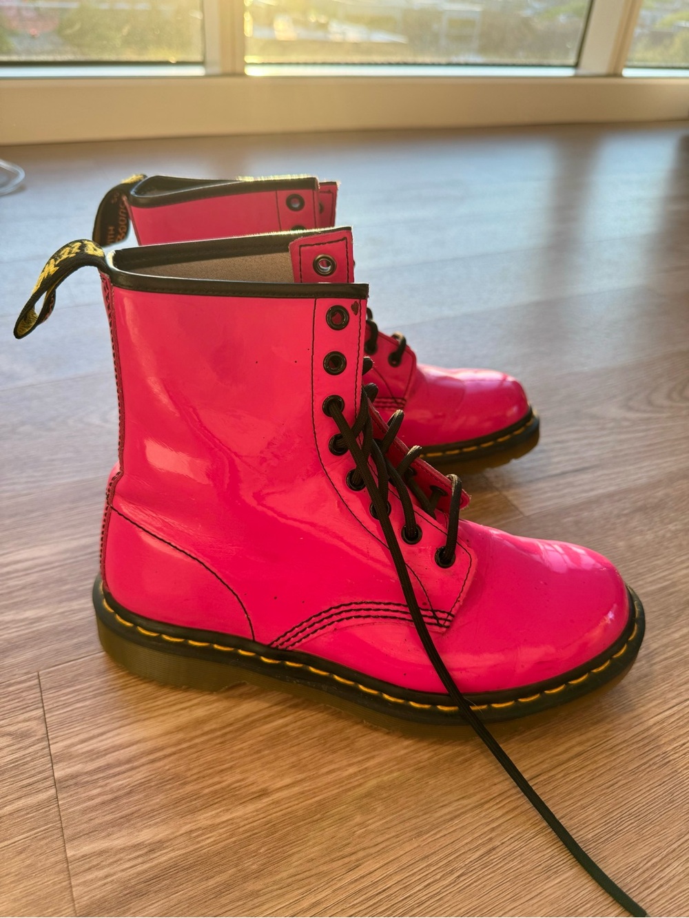 Dr. Martens Hot Pink Patent Lace-Up Boots